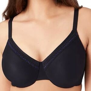 Wacoal Black Blue Trim Perfect Primer Underwire Full Coverage Bra Style 855213